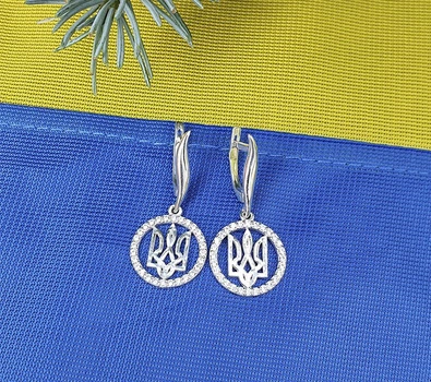 Серьги тризуб Украины Maxi Silver 9154