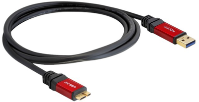 Kabel Delock USB 3.0 Type-A male to USB 3.0 Type Micro-B male 2m Premium Black/Red (4043619827619)