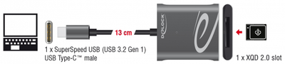 Кардридер Delock USB Type-C to XQD 2.0 memory cards Grey (4043619917419)