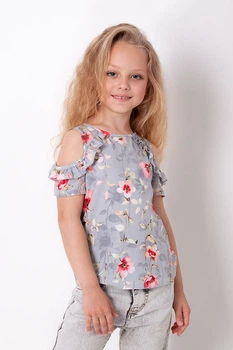 Блузка для девочки Mevis серая 3455-02 128 см