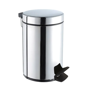 Відро для сміття Zerix Plain MB0140 CHROME хром 40 л з нержавіючої сталі з кришкою та педаллю (ZX4621)