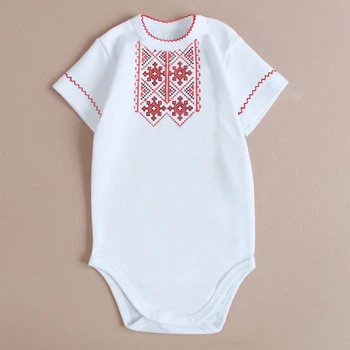 Боді вишиванка Ladan Зоря 68 Білий (BD13-202-RED-KR)