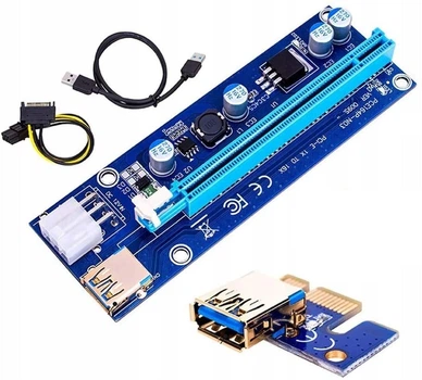 Райзер 6 pin v009s USB 3.0 PCI-E 1X - 16X Riser для відеокарт 60см 77434