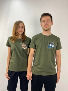Футболки парні "Том & Джеррі", M, XXXL, Хакі (917)
