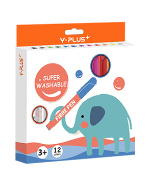 Супер змивні фломастери Y-Plus+ ELEPHANT "Super Washable" JUMBO 12 кольорів