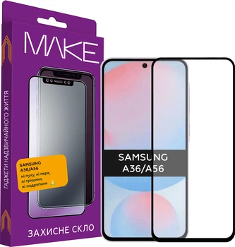 Защитное стекло MAKE для смартфона Samsung Galaxy A36/A56 Black (MGF-SA36/SA56)
