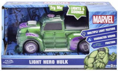 Samochód Jada Marvel Light Hero Hulk z efektami świetlnymi i dźwiękowymi 15 cm 1:32 (4006333090288)