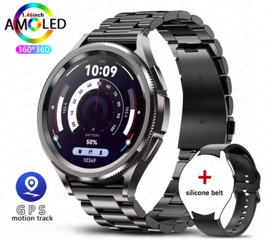 Умные смарт часы HiWatch62G для Android и iOS черные со вторым ремешком
