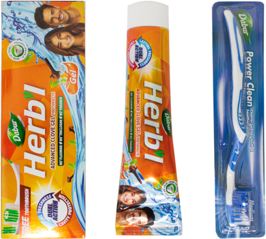 Набір Dabur Herbʼl Зубна паста-гель покращена Гвоздика 150 г + Щітка (6291069770797)