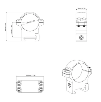 Кольца Vector Optics Стальные 25.4 мм Weaver низкие
