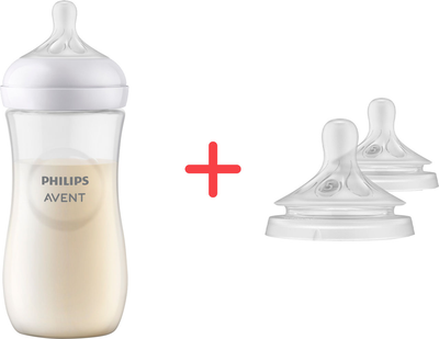 Набір Philips AVENT Natural Пляшечка для годування Природний потік 330 мл + Соска силіконова 2 шт (SCY906/01_SCY965/02)
