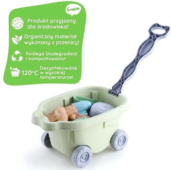 Zestaw do piasku Woopie Green z wozkiem z materiału organicznego 13 szt (5904326943421)