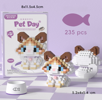 Конструктор 3D фигурка Кошечка "Анфиса" кот мини блоки Pet Day 235 деталей (SVS)