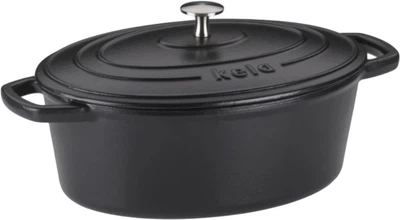 Гусятница чугунная с крышкой Kela Calido 29х23х11 см Черная 4 л (12861)