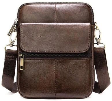 Сумка мужская планшет через плечо из натуральной кожи маленькая Vintage Коричневый 36854
