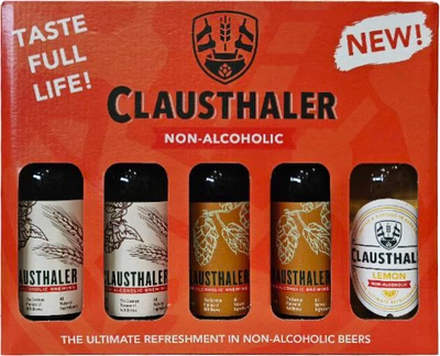 Подарунковий набір пива Clausthaler 0% 0.33 л х 2 шт. + Пиво Clausthaler Lemon 0.17% 0.33 л х 1 шт + Пиво Clausthaler нефільтроване 0.45% 0.33 л х 2 шт (4053400014166)