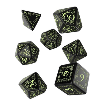 Zestaw kostek Q-Workshop Elvish Black & glow-in-the-dark 7 elementów (5907814951830)