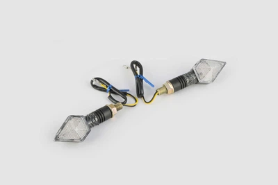 Повороты светодиодные, кристалл (пара) (13 LED, синий свет, карбон, белое стекло) GJCT