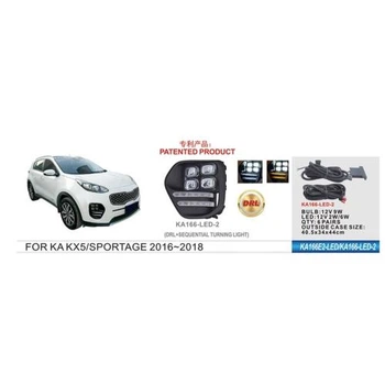 Фары доп.модель KIA Sportage KX5 2016-18 KA-166-LED-2 DRL+Повороты эл.проводка