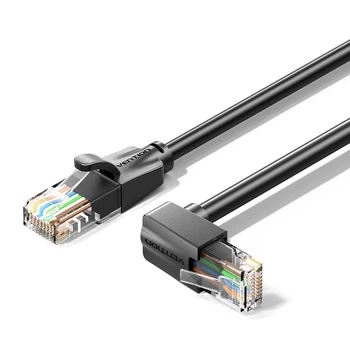 Патч-корд угловой Vention Cat.6 UTP RJ45 8 жил 5 м Черный, 90° изгиб вниз, 1000 Мбит/с (IBWBJ)