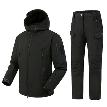 Тактическая форма Vanguard Softshell куртка с капюшоном + штаны черная размер 3XL