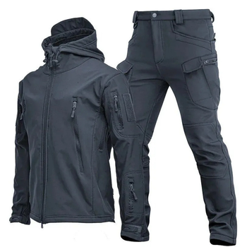 Тактичний Костюм Vanguard Softshell куртка з капюшоном + штани сірий розмір 2XL