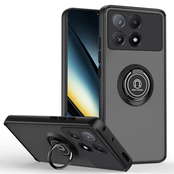 Чохол Fiji Colorframe для Poco F6 Pro матовий бампер з кільцем підставкою Black