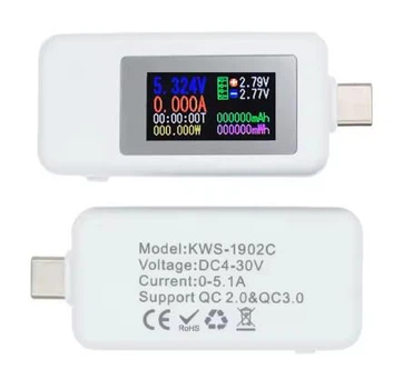 USB-тестер для измерения ёмкости,тока,времени 4-30V 5A (KWS-1902C)