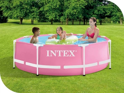 Каркасный бассейн Intex 28290 Metal Frame 244 х 76 см объем 2843 лит Розовый