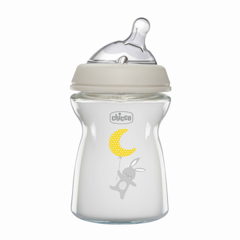 Пляшечка скло Chicco Natural Feeling NEW, 250 мл, 0м+ (Колір Серый)