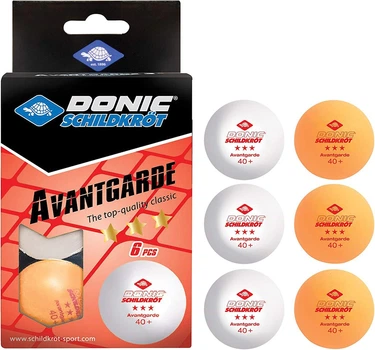 Мячи для настольного тенниса Donic Avantgarde 3* 40+ Plastic (6 шт.) (608533) White + Orange