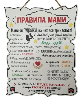 Табличка "Правила Мами", 24*30 см, табличка, декор, правила