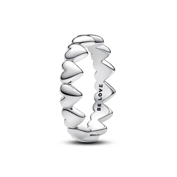 Серебряное кольцо Pandora Ряд сердец 193427C00 54