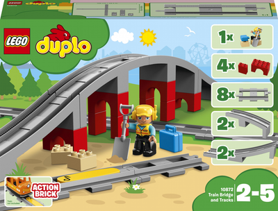 Zestaw klockow LEGO DUPLO Tory kolejowe i wiadukt 26 elementow (10872) (955555908547134) - Outlet