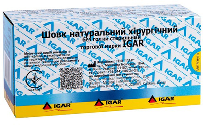 Упаковка шовку Igar №6 натурального хірургічного без голки стерильного 12 шт (4820017605939)