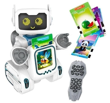 Дитячий розвиваючий розумний робот картридер W TOYS зі 123 картками українською мовою піснями та казками