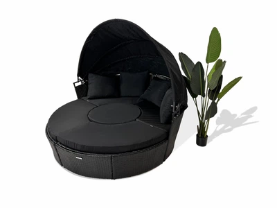 Двухместный садовый шезлонг Just Relax Круглая кровать 180см Графитовый из Ротанга