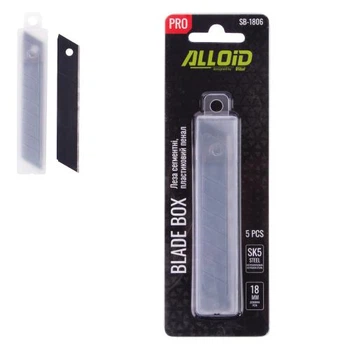 Лезвия сегментные Alloid Pro 18 мм SK5 пластиковый пенал 5 шт. V14368