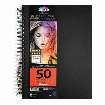 Скетчбук Zieler А5 50 аркушів спіраль збоку 150 г/м2