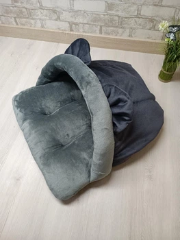 Лежак норка з капюшоном для котів та собак Animals_joy S 60*50 cм (030)