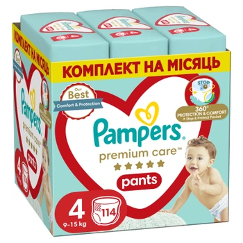 Подгузники Pampers Premium Care Pants Maxi Трусики Размер 4 (9-15 кг) 114 шт. (8006540490938)