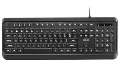 Клавіатура 2E KS120, Black, USB, біле підсвічування, 12 мультимедіа клавіш, 1.5 м, UA / EN (2E-KS120UB_UA)