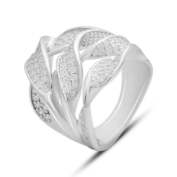 Серебряное кольцо с фианитами, емаллю, вес изделия 9,65 гр (2175254)