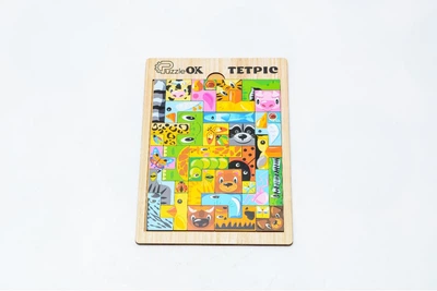 Пазл Сортер Деревянный Для Детей PuzzleOK Тетрис Звери 30 деталей