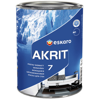 Краска для стен Eskaro Akrit 7 шелковисто-матовая моющаяся TR 0,9л