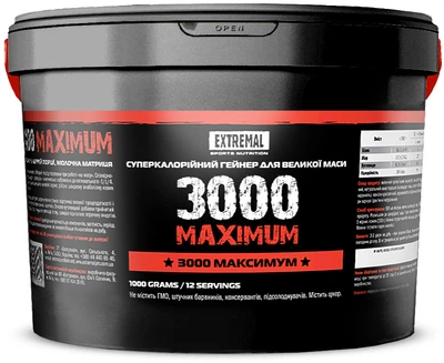 Гейнер Extremal 3000 Maximum 1000 г Карамельна Нуга Гейнер для Маси М’язів Енергії Сили