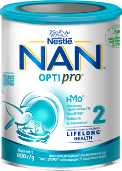 Дитяча суміш молочна суха Nestle NAN 2 Optipro з олігосахаридом 2'FL для дітей від 6 місяців 800 г (8445290861030)