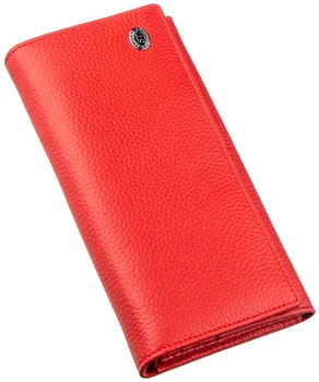 Кошелек женский ST Leather из натуральной кожи большой длинный на кнопке с монетницей Красный 55684