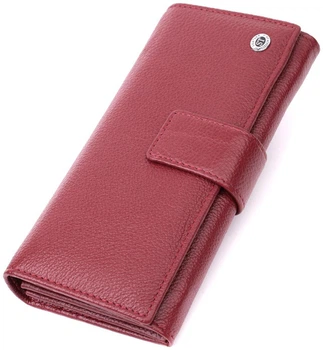Женский кожаный кошелек ST Leather бордовый вертикальный большой 4 отделения 14 карт с монетницей 55554