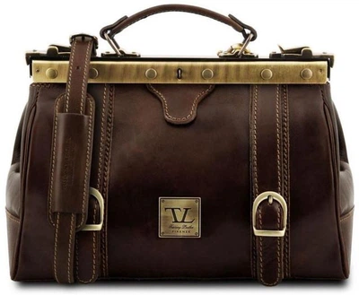 Кожаная сумка саквояж Tuscany Leather MONA-LISA темно-коричневая натуральная кожа 35×23×14 см 56273